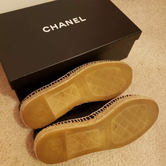 Chanel Lambskin Black Leather Espadrilles - Picture 7 of 8